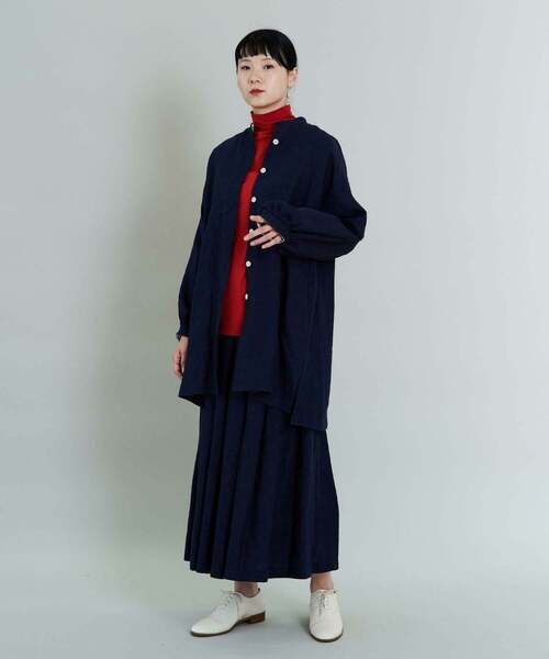 conges payes ADIEU TRISTESSE（コンジェ ペイエ アデュートリステス）の「リネンタックスカート（スカート・レディース・ネイビー/キナリ・38）」の8枚目の写真