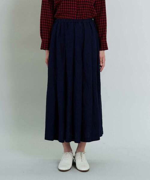 conges payes ADIEU TRISTESSE（コンジェ ペイエ アデュートリステス）の「リネンタックスカート（スカート・レディース・ネイビー/キナリ・38）」の9枚目の写真