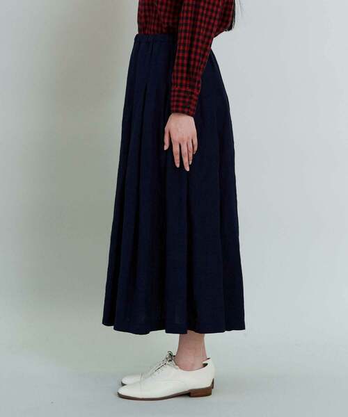 conges payes ADIEU TRISTESSE（コンジェ ペイエ アデュートリステス）の「リネンタックスカート（スカート・レディース・ネイビー/キナリ・38）」の10枚目の写真