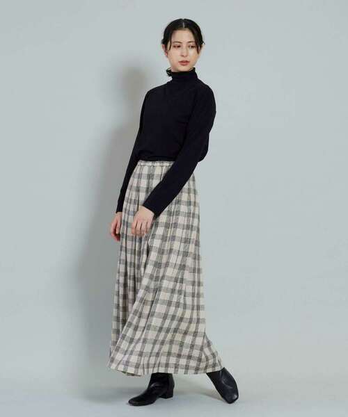 conges payes ADIEU TRISTESSE（コンジェ ペイエ アデュートリステス）の「リネンタックスカート（スカート・レディース・ネイビー/キナリ・38）」の12枚目の写真