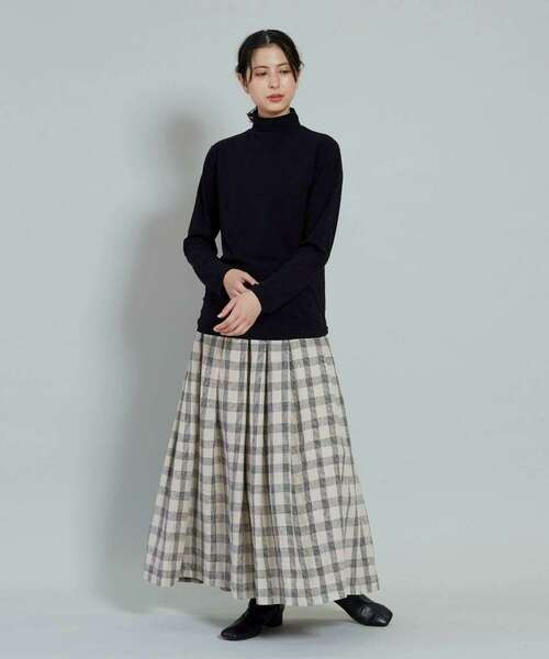 conges payes ADIEU TRISTESSE（コンジェ ペイエ アデュートリステス）の「リネンタックスカート（スカート・レディース・ネイビー/キナリ・38）」の15枚目の写真