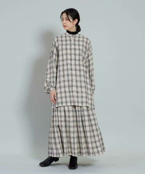 conges payes ADIEU TRISTESSE（コンジェ ペイエ アデュートリステス）の「リネンタックスカート（スカート・レディース・ネイビー/キナリ・38）」の16枚目の写真