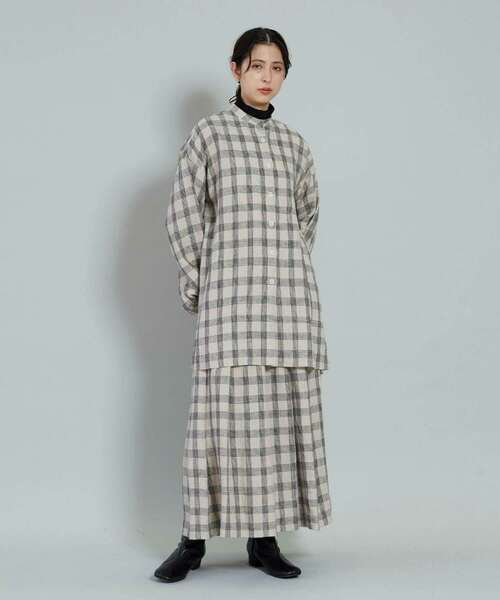 conges payes ADIEU TRISTESSE（コンジェ ペイエ アデュートリステス）の「リネンタックスカート（スカート・レディース・ネイビー/キナリ・38）」の17枚目の写真