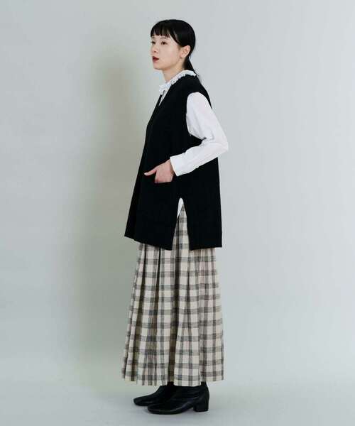 conges payes ADIEU TRISTESSE（コンジェ ペイエ アデュートリステス）の「リネンタックスカート（スカート・レディース・ネイビー/キナリ・38）」の19枚目の写真