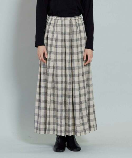 conges payes ADIEU TRISTESSE（コンジェ ペイエ アデュートリステス）の「リネンタックスカート（スカート・レディース・ネイビー/キナリ・38）」の20枚目の写真