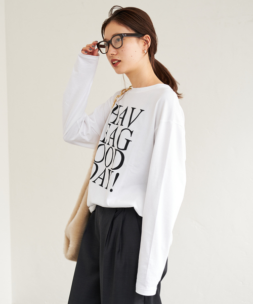 FRAMeWORK(フレームワーク)の「ロゴTシャツ(Tシャツ/カットソー・レディース・ホワイト/ネイビー・FREE)」の13枚目の写真
