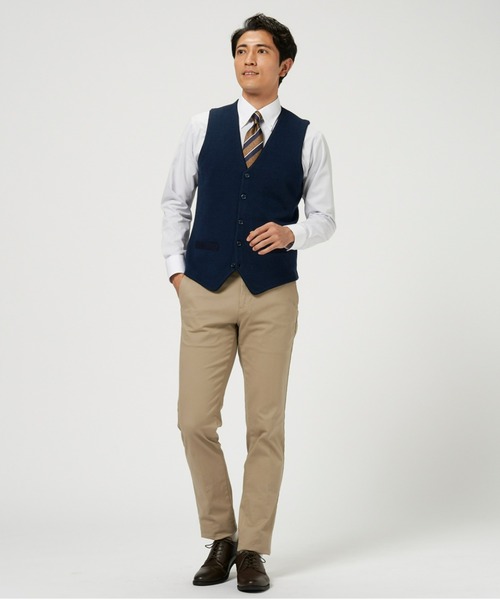 TOKYO SHIRTS（トウキョウシャツ）の「ジャガード ニットジレ（ベスト・メンズ・チャコールグレー/ネイビー・LL/M/L/XL）」の3枚目の写真