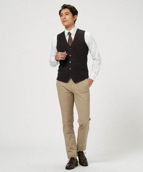 TOKYO SHIRTS（トウキョウシャツ）の「ジャガード ニットジレ（ベスト・メンズ・チャコールグレー/ネイビー・LL/M/L/XL）」の4枚目の写真