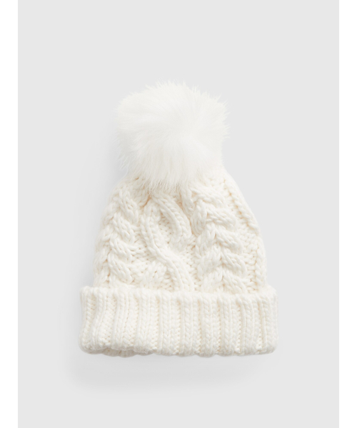 GAP（ギャップ）の「ケーブルニット ポンポン ビーニー（ニットキャップ/ビーニー・レディース・ブラック/オフホワイト/ピンク・ONE SIZE）」の9枚目の写真