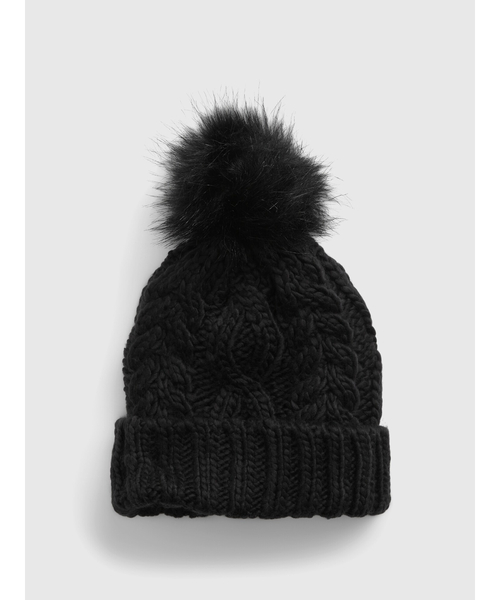 GAP（ギャップ）の「ケーブルニット ポンポン ビーニー（ニットキャップ/ビーニー・レディース・ブラック/オフホワイト/ピンク・ONE SIZE）」の2枚目の写真