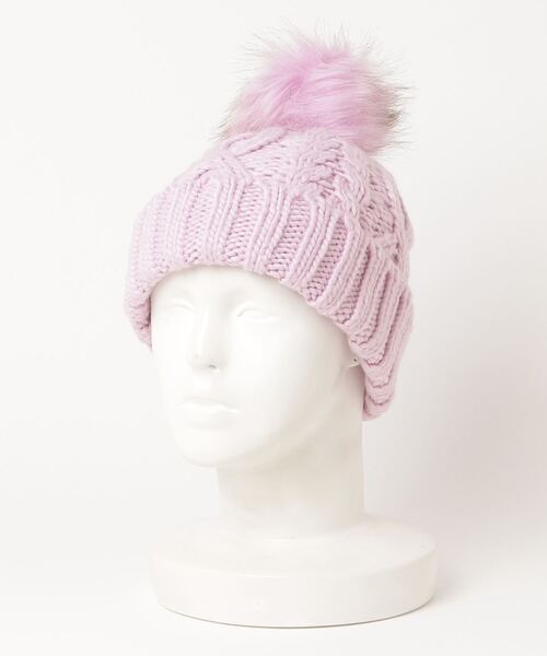 GAP（ギャップ）の「ケーブルニット ポンポン ビーニー（ニットキャップ/ビーニー・レディース・ブラック/オフホワイト/ピンク・ONE SIZE）」の5枚目の写真