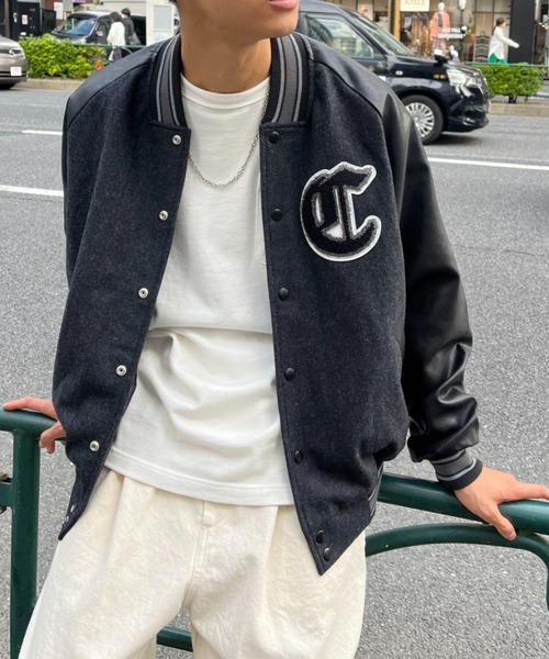 CIAOPANIC（チャオパニック）の「ウール混ワッペンスタジャン（スタジャン・メンズ・グレー/ネイビー・LARGE/MEDIUM）」の2枚目の写真