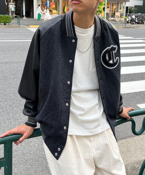 CIAOPANIC（チャオパニック）の「ウール混ワッペンスタジャン（スタジャン・メンズ・グレー/ネイビー・LARGE/MEDIUM）」の5枚目の写真