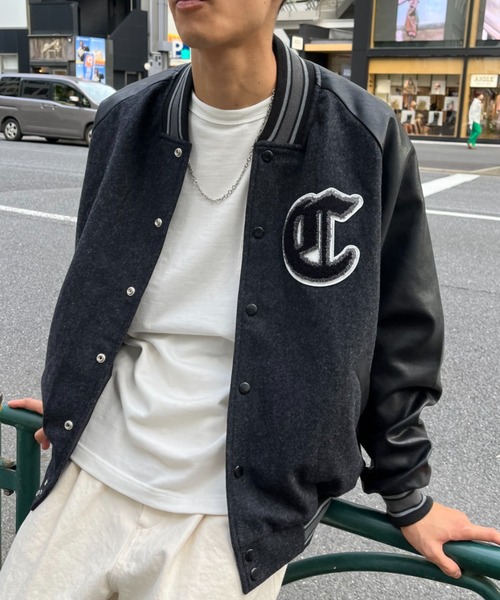 CIAOPANIC（チャオパニック）の「ウール混ワッペンスタジャン（スタジャン・メンズ・グレー/ネイビー・LARGE/MEDIUM）」の8枚目の写真