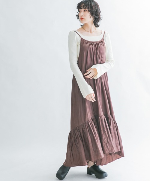 KBF（ケイビーエフ）の「ティアードキャミワンピース（ワンピース・レディース・グレー系その他/ブラウン/チャコールグレー・ONE）」の3枚目の写真