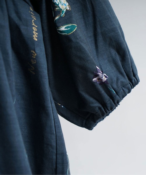 NAOMI ITO（ナオミイトウ）の「【Hommage de NAOMI ITO ナオミイトウ】ギャザースリーブキルトワンピース 70-80cm・80-90cm・90-100cm（ワンピース・キッズ・ネイビー/ブラウン・70-80cm/80-90cm/90-100cm）」の12枚目の写真