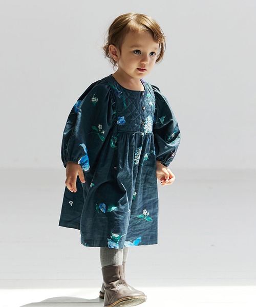 NAOMI ITO（ナオミイトウ）の「【Hommage de NAOMI ITO ナオミイトウ】ギャザースリーブキルトワンピース 70-80cm・80-90cm・90-100cm（ワンピース・キッズ・ネイビー/ブラウン・70-80cm/80-90cm/90-100cm）」の11枚目の写真