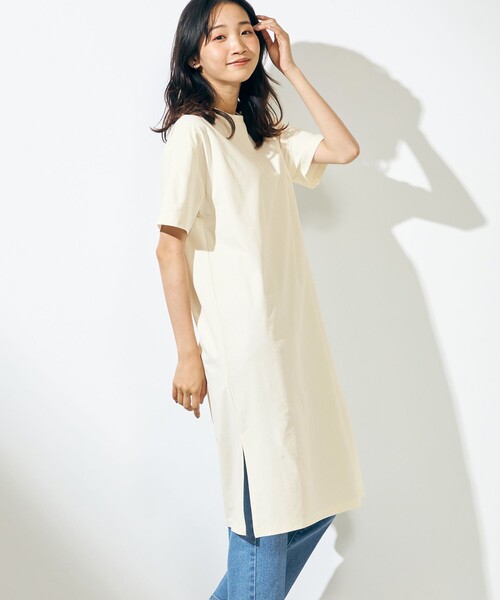 SHARE PARK（シェアパーク）の「【UVカット 】ロゴ半袖カットワンピース（ワンピース・レディース・ベージュ系/ホワイト系/オールドローズ系/ブルー系・SMALL/MEDIUM/X-SMALL）」の5枚目の写真