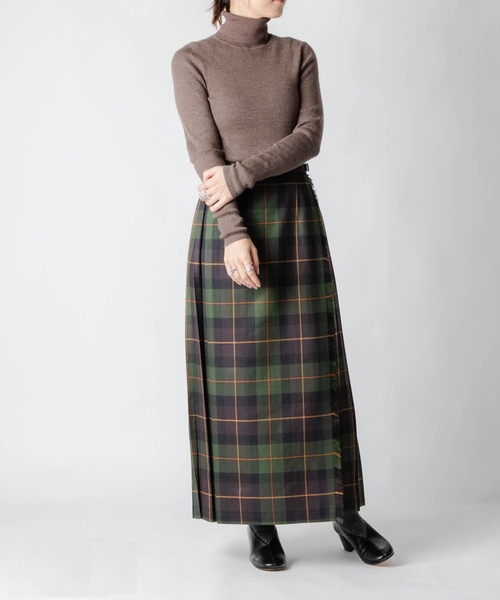 O'NEIL of DUBLIN(オニールオブダブリン)の「O'NEIL OF DUBLIN オニールオブダブリン ウール プリーツ ロング 巻きスカート スカート(スカート・レディース・カーキ/グリーン/イエロー/ブルー/ブラウン系3/ブラウン系1/ブラウン系2/ブラウン・10/12/8)」の6枚目の写真
