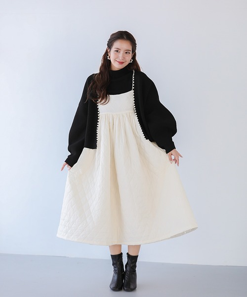 Fit more（フィットモア）の「[Fitmore]ボリュームスリーブパールニットカーディガン（カーディガン/ボレロ・レディース・ブラック/グレー/ピンク・FREE）」の10枚目の写真