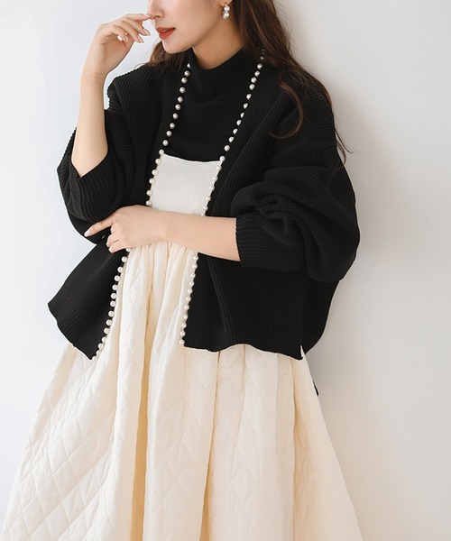 Fit more（フィットモア）の「[Fitmore]ボリュームスリーブパールニットカーディガン（カーディガン/ボレロ・レディース・ブラック/グレー/ピンク・FREE）」の15枚目の写真