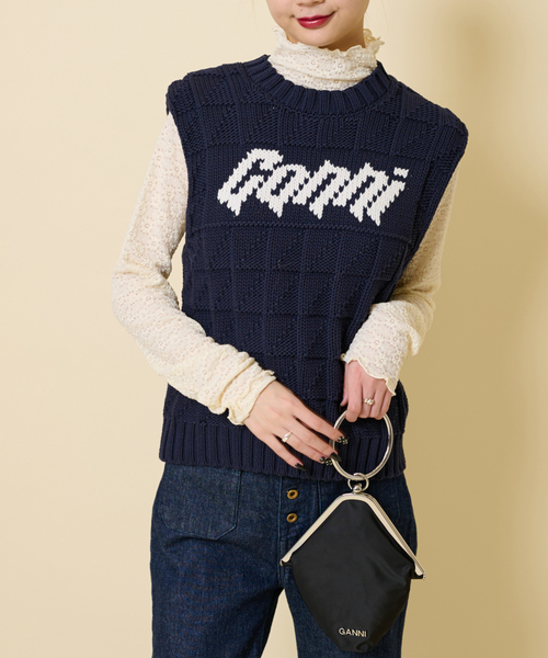 U by SPICK&SPAN(ユーバイスピックアンドスパン)の「【GANNI/ガニー】 コットンロープベスト(ベスト・レディース・ブラック系その他・FREE)」の2枚目の写真