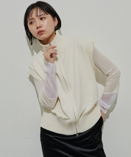 Aunt Marie's（アントマリーズ）の「ジップニットベスト（ベスト・レディース・ホワイト/ブラック・FREE）」の22枚目の写真