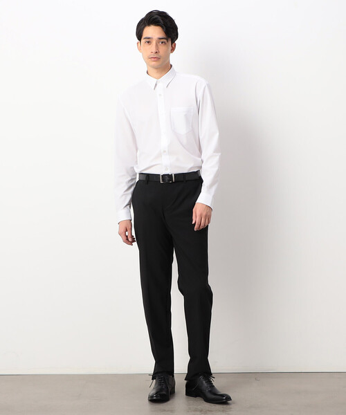 COMME CA ISM(コムサイズム)の「ポリエステル トリコット ショートポイントカラー シャツ(ビジネスシャツ・メンズ・ブラック/ホワイト・SMALL/MEDIUM/LARGE/X-LARGE)」の3枚目の写真