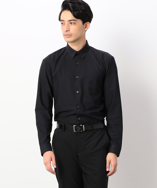 COMME CA ISM(コムサイズム)の「ポリエステル トリコット ショートポイントカラー シャツ(ビジネスシャツ・メンズ・ブラック/ホワイト・SMALL/MEDIUM/LARGE/X-LARGE)」の5枚目の写真
