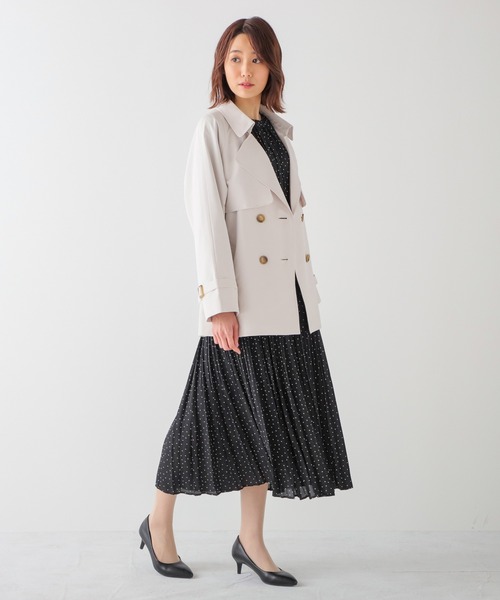 Honeys(ハニーズ)の「撥水加工ハーフ丈トレンチコート(トレンチコート・レディース・ミント/ベージュ/アイボリー/スモークピンク・S/M/L/LL)」の10枚目の写真