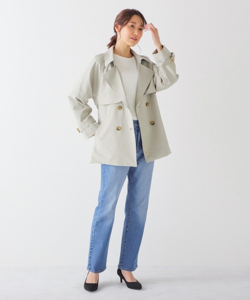 Honeys(ハニーズ)の「撥水加工ハーフ丈トレンチコート(トレンチコート・レディース・ミント/ベージュ/アイボリー/スモークピンク・S/M/L/LL)」の11枚目の写真