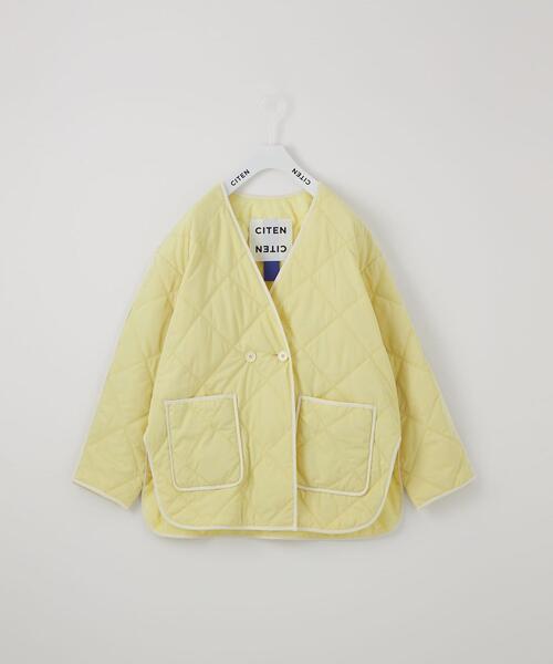CITEN（シテン）の「＜CITEN＞ノーカラー キルトジャケット（その他アウター・レディース・ライム/オフホワイト・FREE）」の4枚目の写真