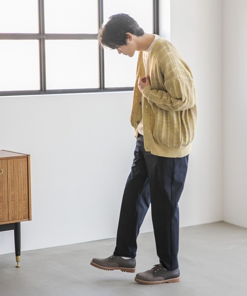 niko and...（ニコアンド）の「三杢透かしニットVネックカーディガン（カーディガン/ボレロ・メンズ・ネイビー/イエロー/アイボリー・MEDIUM/LARGE）」の7枚目の写真