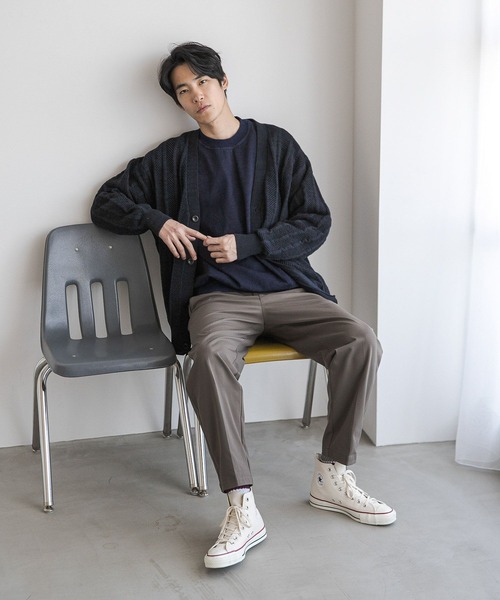 niko and...（ニコアンド）の「三杢透かしニットVネックカーディガン（カーディガン/ボレロ・メンズ・ネイビー/イエロー/アイボリー・MEDIUM/LARGE）」の10枚目の写真