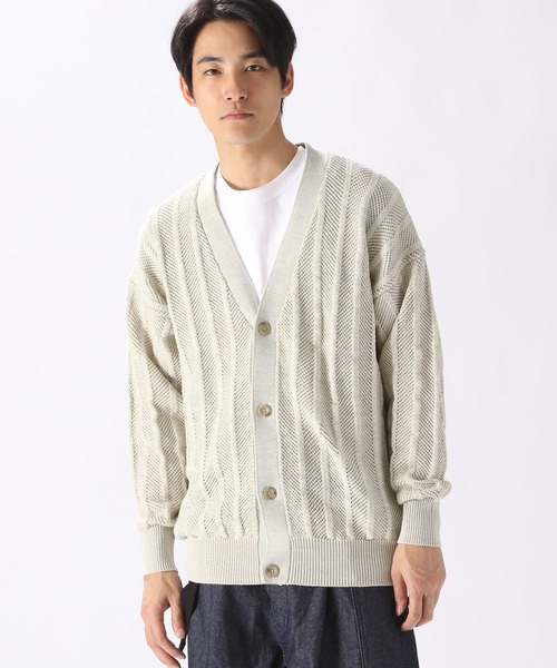 niko and...（ニコアンド）の「三杢透かしニットVネックカーディガン（カーディガン/ボレロ・メンズ・ネイビー/イエロー/アイボリー・MEDIUM/LARGE）」の11枚目の写真