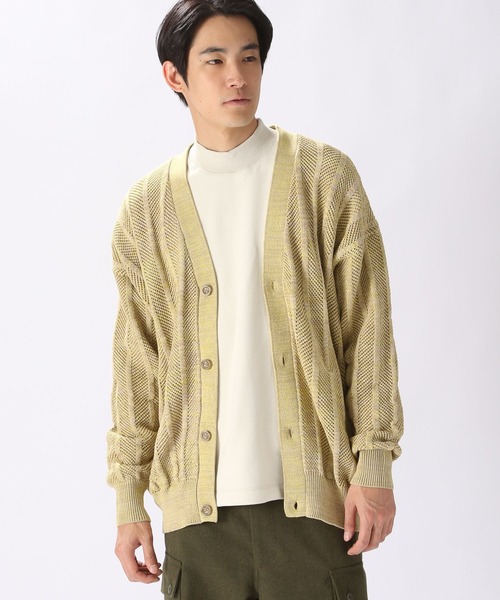 niko and...（ニコアンド）の「三杢透かしニットVネックカーディガン（カーディガン/ボレロ・メンズ・ネイビー/イエロー/アイボリー・MEDIUM/LARGE）」の12枚目の写真