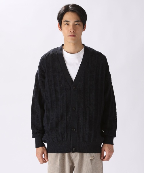 niko and...（ニコアンド）の「三杢透かしニットVネックカーディガン（カーディガン/ボレロ・メンズ・ネイビー/イエロー/アイボリー・MEDIUM/LARGE）」の19枚目の写真