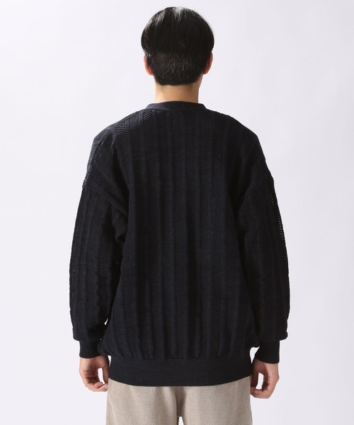 niko and...（ニコアンド）の「三杢透かしニットVネックカーディガン（カーディガン/ボレロ・メンズ・ネイビー/イエロー/アイボリー・MEDIUM/LARGE）」の21枚目の写真