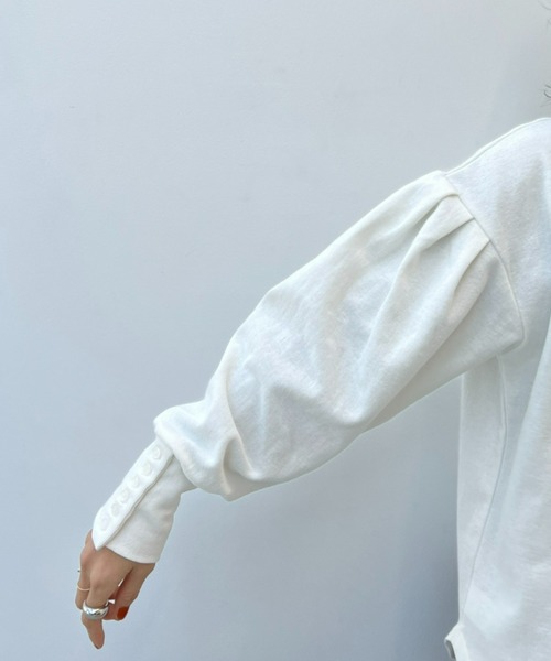 y/m by misato（イムバイミサト）の「スリーブボタンカットトップス（Tシャツ/カットソー・レディース・ホワイト/ブラック・FREE）」の17枚目の写真