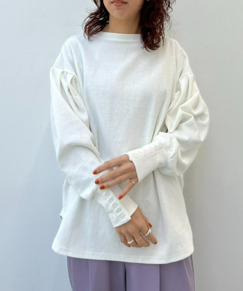 y/m by misato（イムバイミサト）の「スリーブボタンカットトップス（Tシャツ/カットソー・レディース・ホワイト/ブラック・FREE）」の10枚目の写真