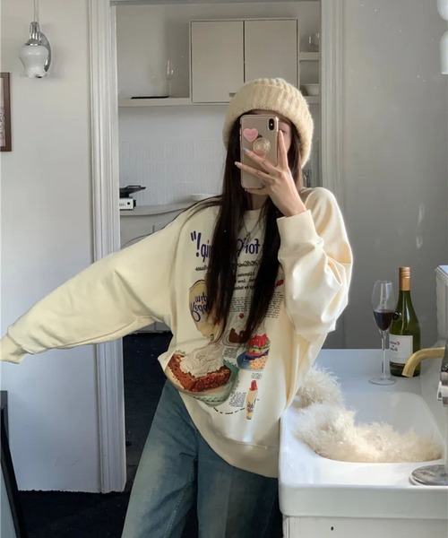 DimMoire The Coffin Cakeスウェット【White】 アメリカンケーキプリントプルオーバー（スウェット）｜LYEON（リヨン