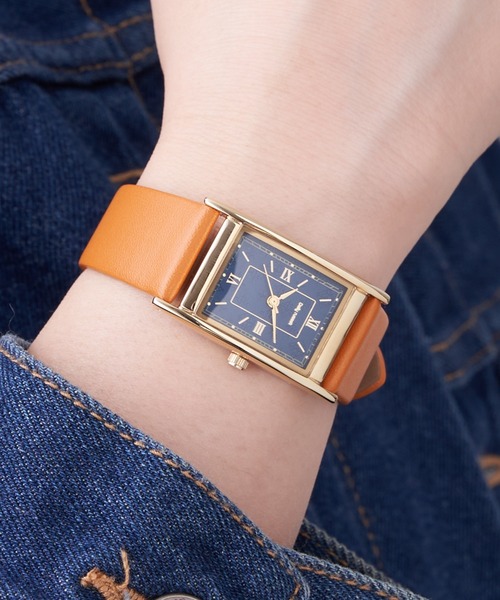 Daily russet（デイリー ラシット）の「角型ベルトウォッチ（アナログ腕時計・レディース・ネイビー/ブラウン/ブラック・FREE）」の3枚目の写真