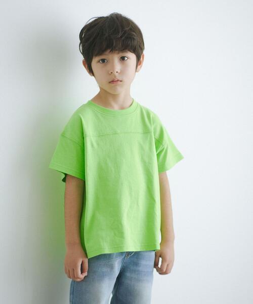 green label relaxing（グリーンレーベルリラクシング）の「【WEB限定】切り替え Tシャツ 100cm-160cm（Tシャツ/カットソー・キッズ・ブラウン/ライム/ライトピンク/オフホワイト/ライラック/オレンジ/ブラック・110cm/140cm/100cm/150cm/120cm/160cm/130cm）」の4枚目の写真