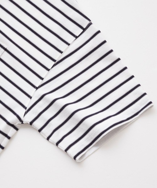 HECT（ヘクト）の「【HECT】Big Border S/S Tee / ビッグシルエットボーダー半袖Tシャツ（Tシャツ/カットソー・メンズ・ベージュ/ネイビー/グリーン/ホワイト/ブラック/杢グレー/グレー系/ホワイト系/ブラウン系/チャコール/ブルー系/ブルー・M/L/XL）」の20枚目の写真