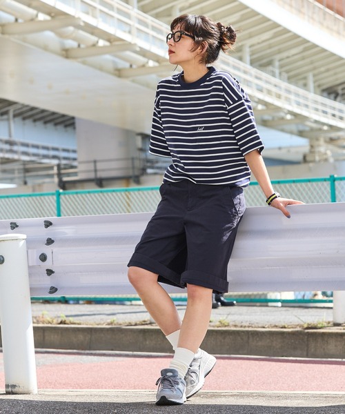 HECT（ヘクト）の「【HECT】Big Border S/S Tee / ビッグシルエットボーダー半袖Tシャツ（Tシャツ/カットソー・メンズ・ベージュ/ネイビー/グリーン/ホワイト/ブラック/杢グレー/グレー系/ホワイト系/ブラウン系/チャコール/ブルー系/ブルー・M/L/XL）」の19枚目の写真