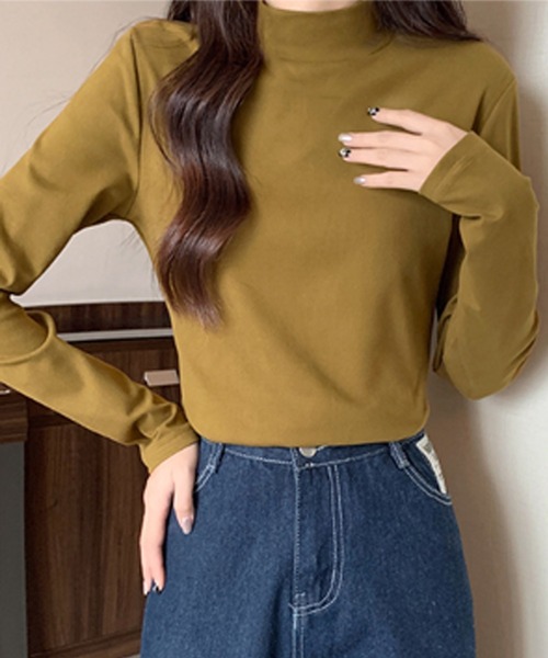 Dewlily(デューリリー)の「ハイネックトップス(Tシャツ/カットソー・レディース・モカ/ベージュ/ホワイト/ブラック/パープル/マスタード・M/L)」の18枚目の写真