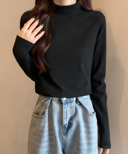 Dewlily(デューリリー)の「ハイネックトップス(Tシャツ/カットソー・レディース・モカ/ベージュ/ホワイト/ブラック/パープル/マスタード・M/L)」の20枚目の写真