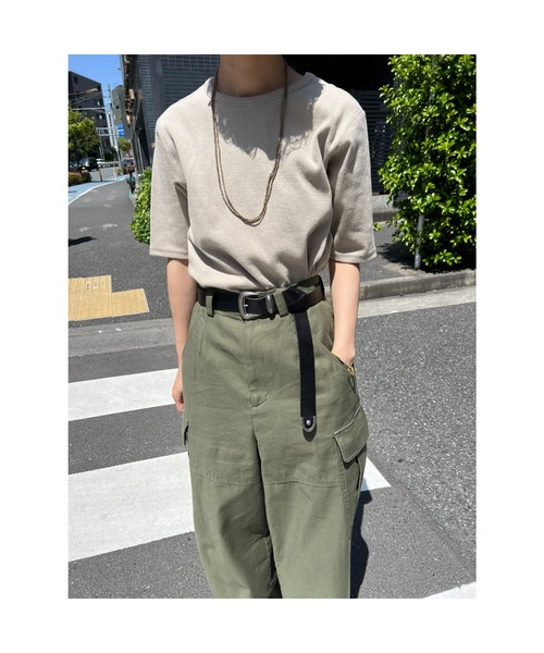 BLACK BY MOUSSY（ブラックバイマウジー）の「half sleeve t-shirt(ハーフスリーブティシャツ)（Tシャツ/カットソー・レディース・ベージュ/ネイビー/オフホワイト/レッド系・FREE）」の10枚目の写真