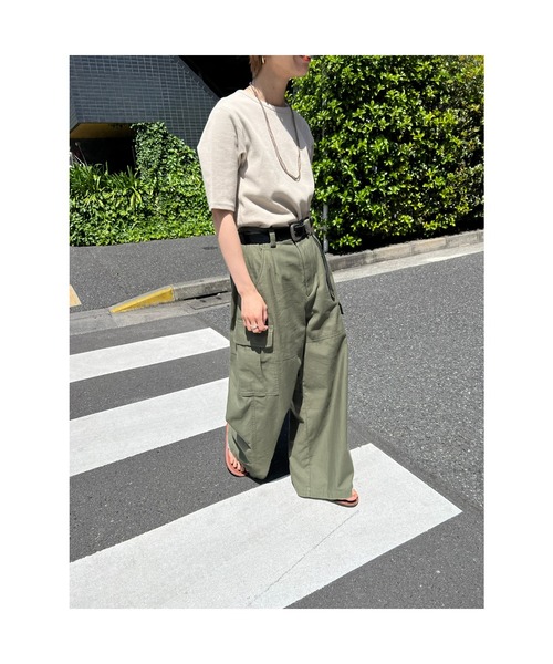 BLACK BY MOUSSY（ブラックバイマウジー）の「half sleeve t-shirt(ハーフスリーブティシャツ)（Tシャツ/カットソー・レディース・ベージュ/ネイビー/オフホワイト/レッド系・FREE）」の11枚目の写真