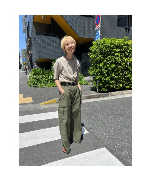 BLACK BY MOUSSY（ブラックバイマウジー）の「half sleeve t-shirt(ハーフスリーブティシャツ)（Tシャツ/カットソー・レディース・ベージュ/ネイビー/オフホワイト/レッド系・FREE）」の12枚目の写真